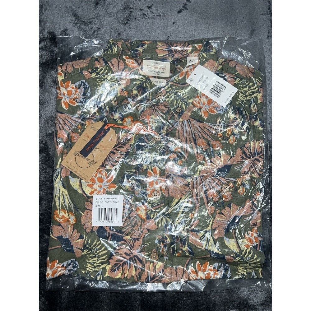 Large Weatherproof VintageFloral Printed Shirt in Dusty Olive